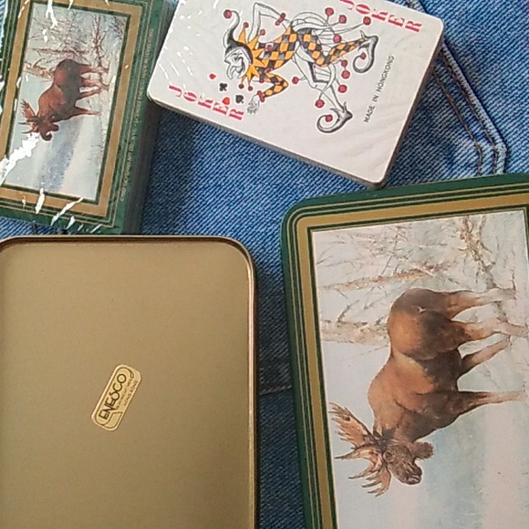 🫎 CABIN RUSTIC MOOSE Deck of CARDS Tin Box 5 X 4 - Picture 6 of 14